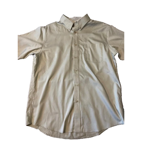 Lands End Outfitters Men's Short Sleeve Button Down Shirt Tan Large - Picture 1 of 2